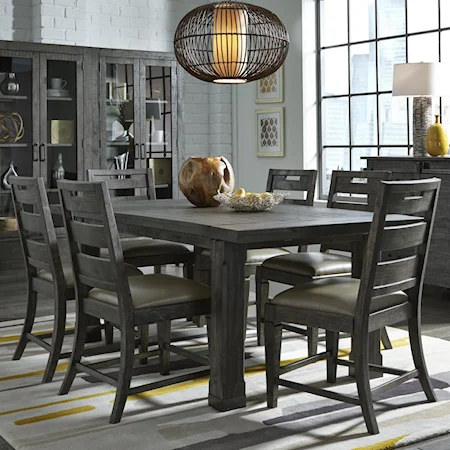 Seven Piece Dining Set with Extension Leaf Table